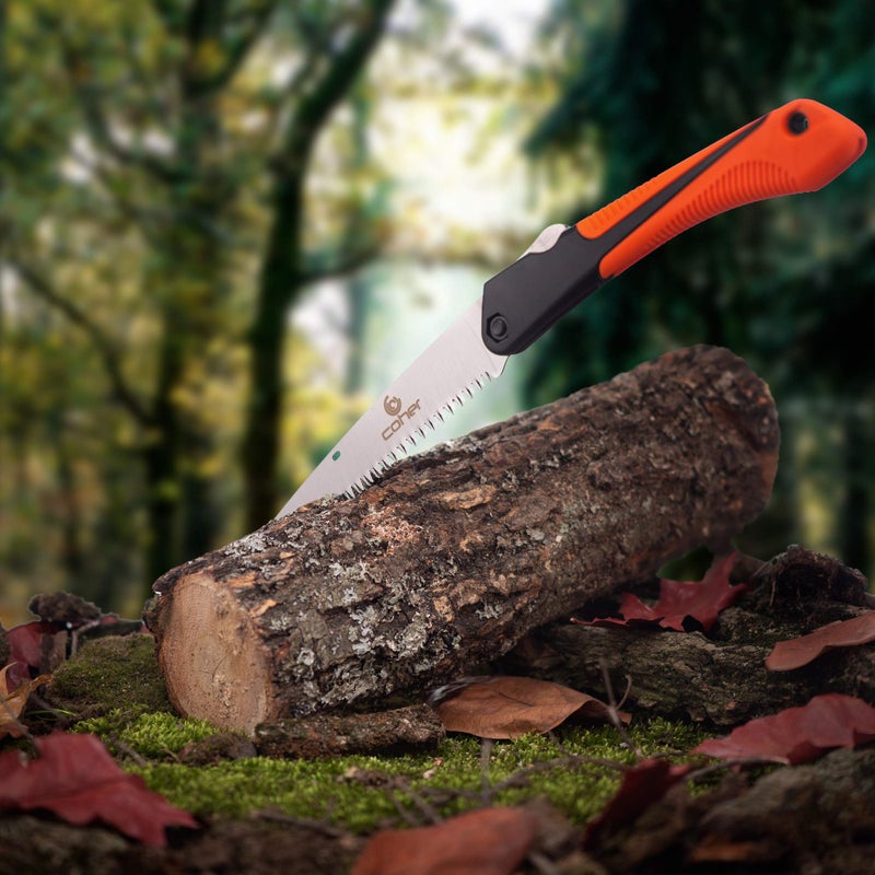 coher Folding Hand Saw for Tree Pruning, Camping, Gardening, Hunting. Cutting Wood, PVC, Bone with Ergonomic Handle Design - Image 5